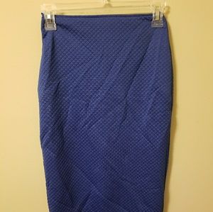 Blue Quilted Midi Skirt